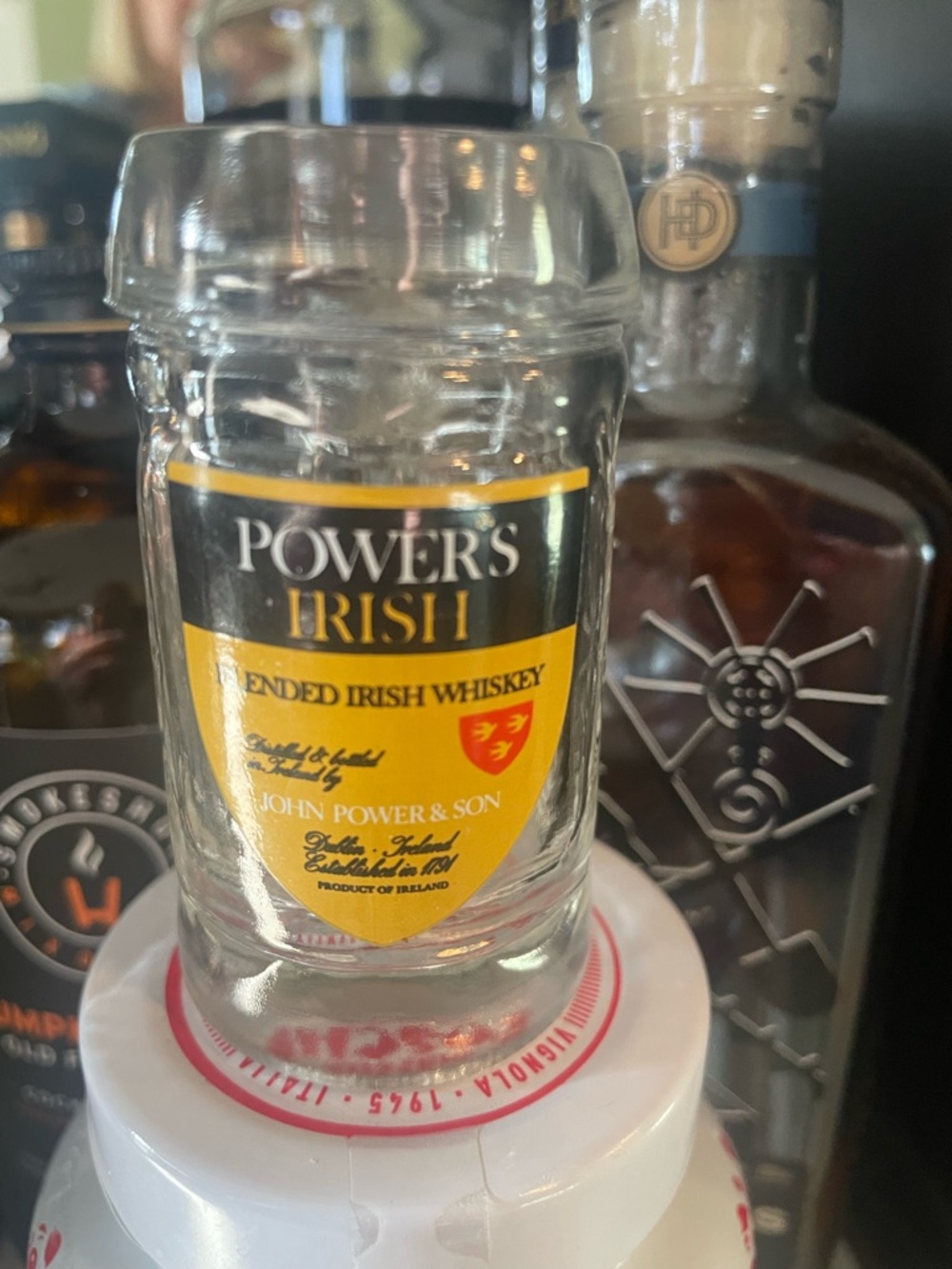 Power's Irish Blended Whiskey Shot Glass - Yellow & Black Label